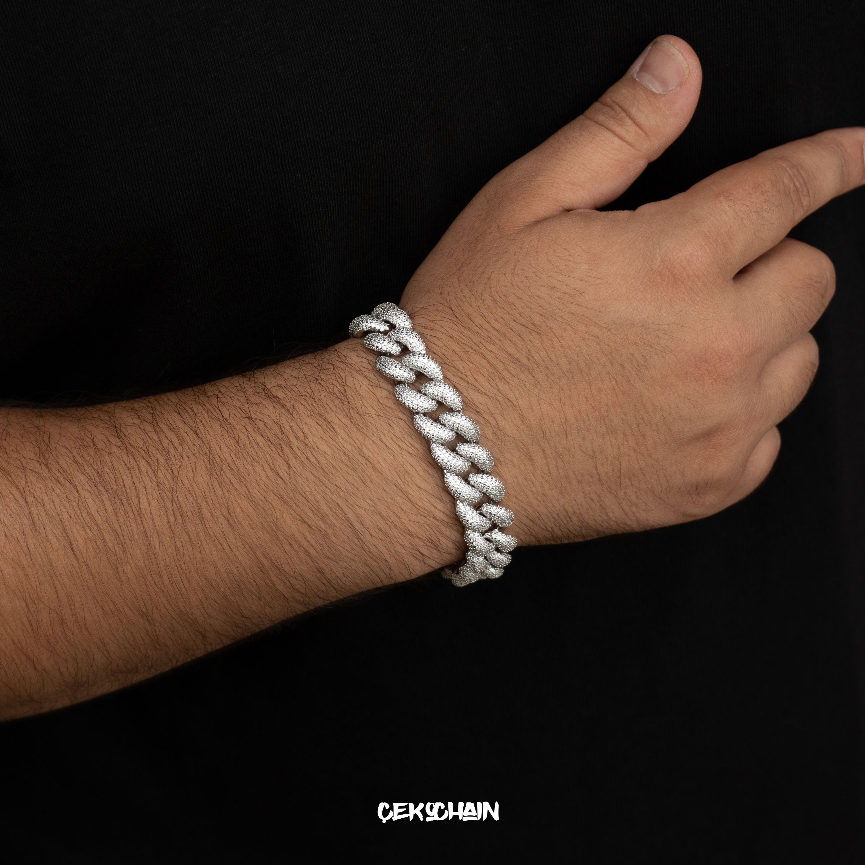 16MM Cuban Bracelet (18K White Gold Plated)